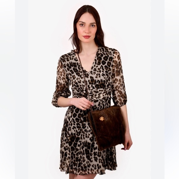 New Diane Von Furstenberg Snow- Cheetah A-line Silk dress ✨Sz 4 - Picture 2 of 12